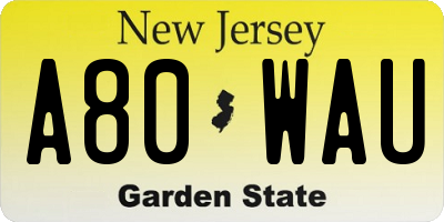 NJ license plate A80WAU
