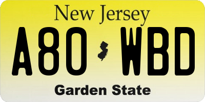 NJ license plate A80WBD