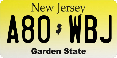 NJ license plate A80WBJ