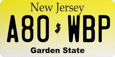 NJ license plate A80WBP