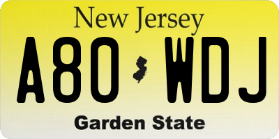 NJ license plate A80WDJ