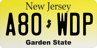 NJ license plate A80WDP