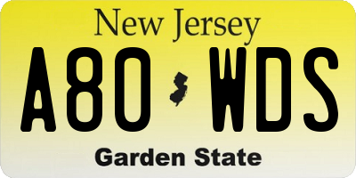 NJ license plate A80WDS