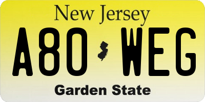 NJ license plate A80WEG