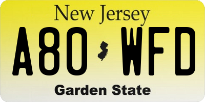 NJ license plate A80WFD