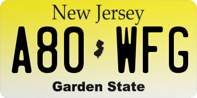 NJ license plate A80WFG