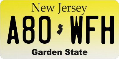 NJ license plate A80WFH