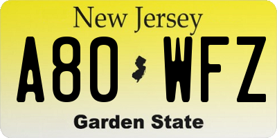 NJ license plate A80WFZ