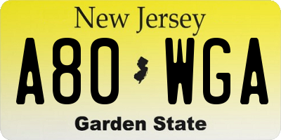 NJ license plate A80WGA