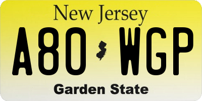 NJ license plate A80WGP