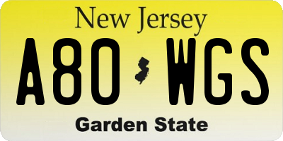 NJ license plate A80WGS