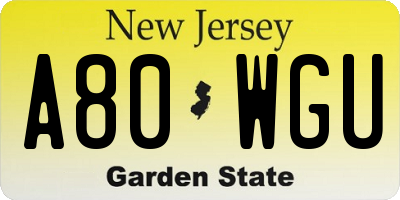 NJ license plate A80WGU