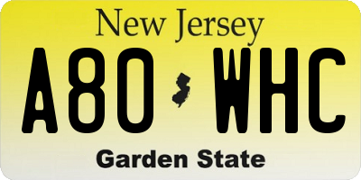 NJ license plate A80WHC