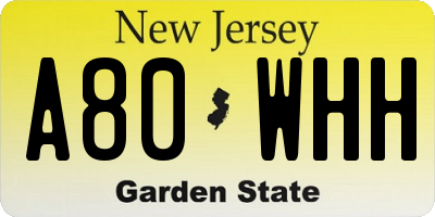 NJ license plate A80WHH