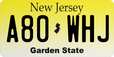 NJ license plate A80WHJ