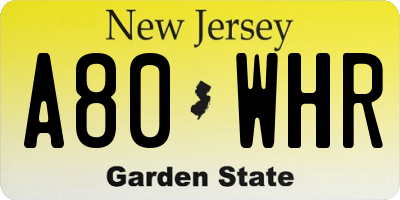 NJ license plate A80WHR