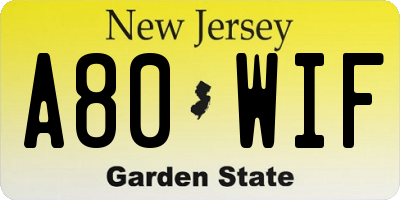 NJ license plate A80WIF