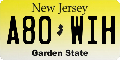NJ license plate A80WIH
