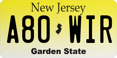 NJ license plate A80WIR
