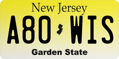 NJ license plate A80WIS