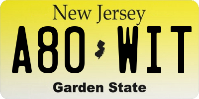 NJ license plate A80WIT