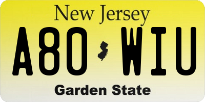 NJ license plate A80WIU
