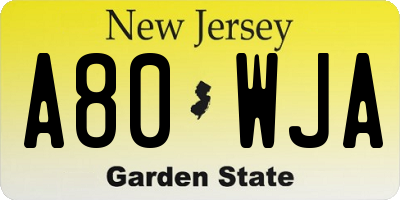 NJ license plate A80WJA