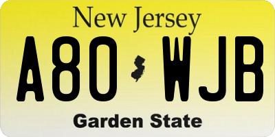 NJ license plate A80WJB