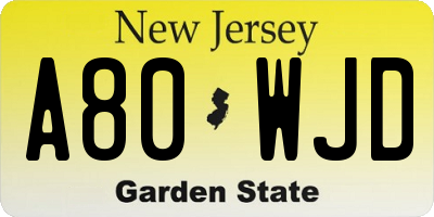 NJ license plate A80WJD