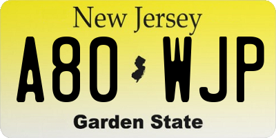 NJ license plate A80WJP