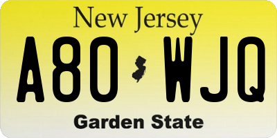 NJ license plate A80WJQ