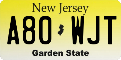 NJ license plate A80WJT