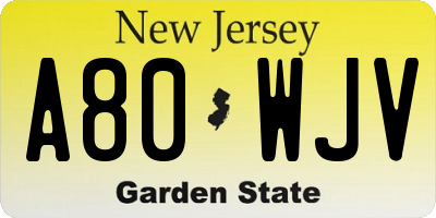 NJ license plate A80WJV