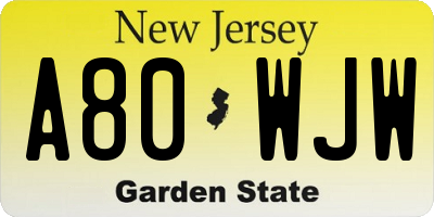 NJ license plate A80WJW