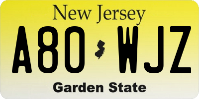 NJ license plate A80WJZ
