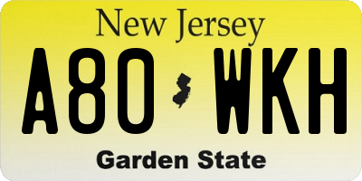 NJ license plate A80WKH