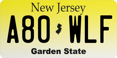NJ license plate A80WLF