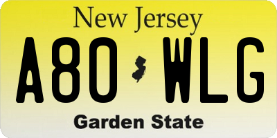 NJ license plate A80WLG