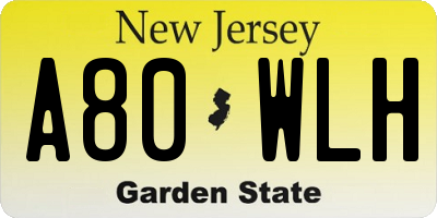 NJ license plate A80WLH