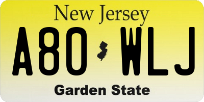 NJ license plate A80WLJ