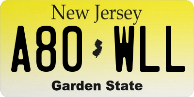 NJ license plate A80WLL