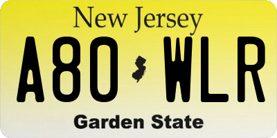 NJ license plate A80WLR