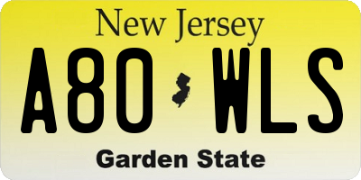 NJ license plate A80WLS