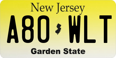 NJ license plate A80WLT