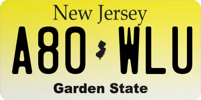 NJ license plate A80WLU
