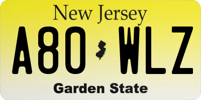 NJ license plate A80WLZ