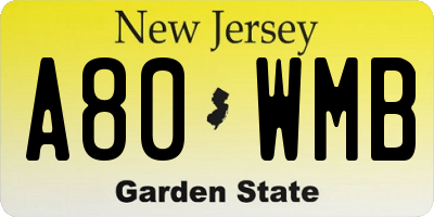 NJ license plate A80WMB