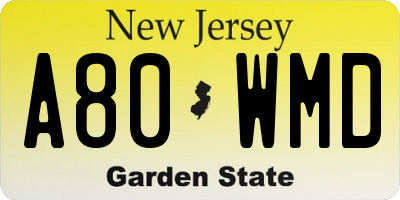 NJ license plate A80WMD