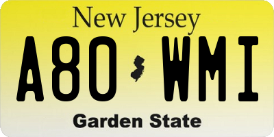 NJ license plate A80WMI