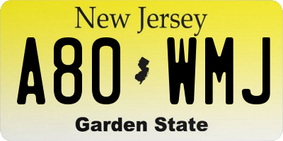 NJ license plate A80WMJ
